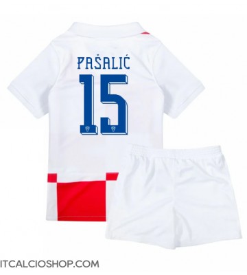 Croazia Mario Pasalic #15 Prima Maglia Bambino Europei 2024 Manica Corta (+ Pantaloni corti)